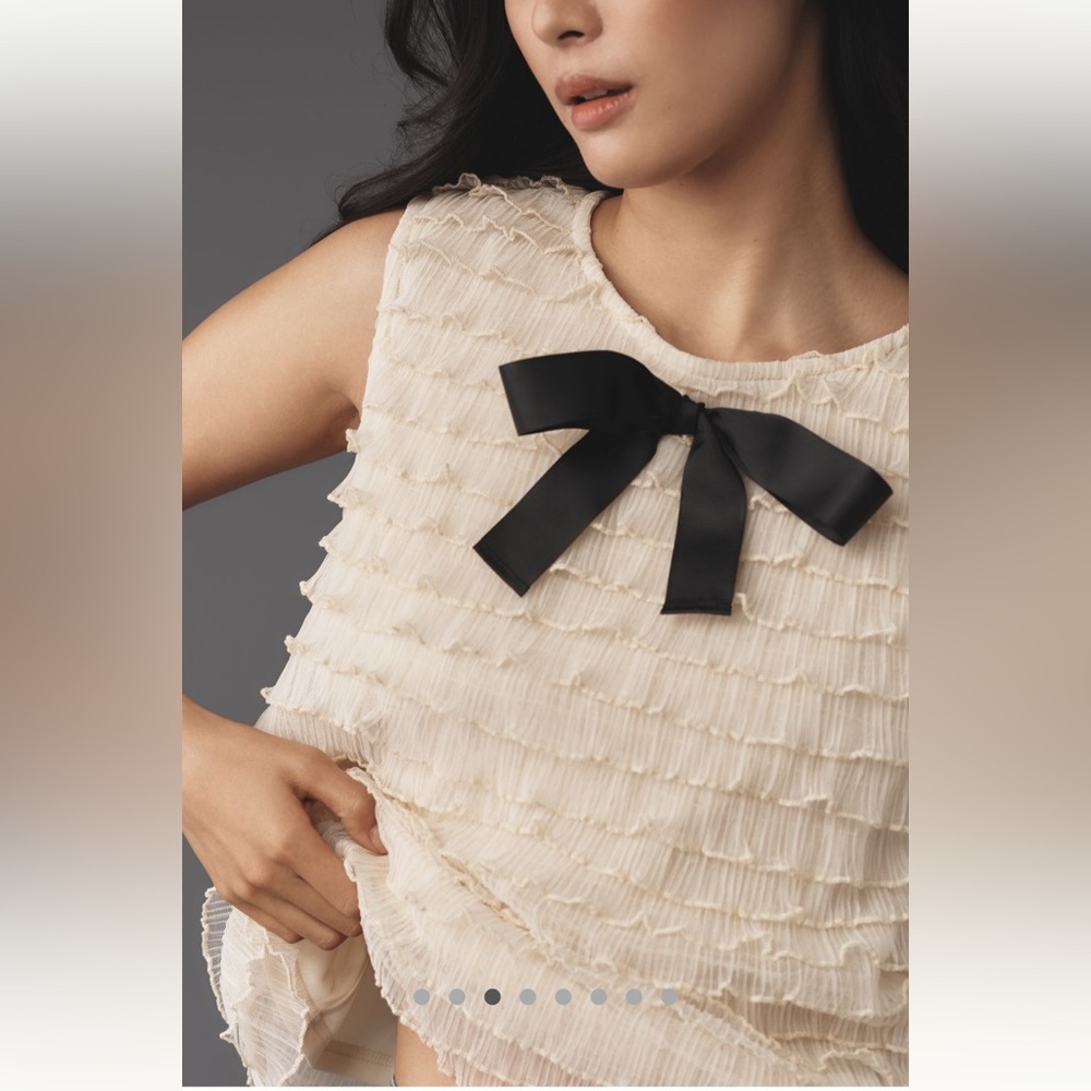 Anthropologie Bow Tier Ruffle Top - Picture 2 of 9